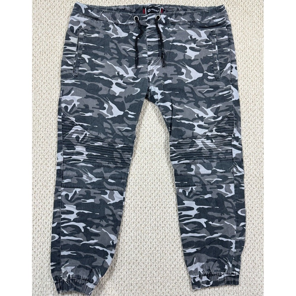 Akademiks Jogger Mens Size 2XL x 28" Faded Gray Camo Stretch Tapered Pants